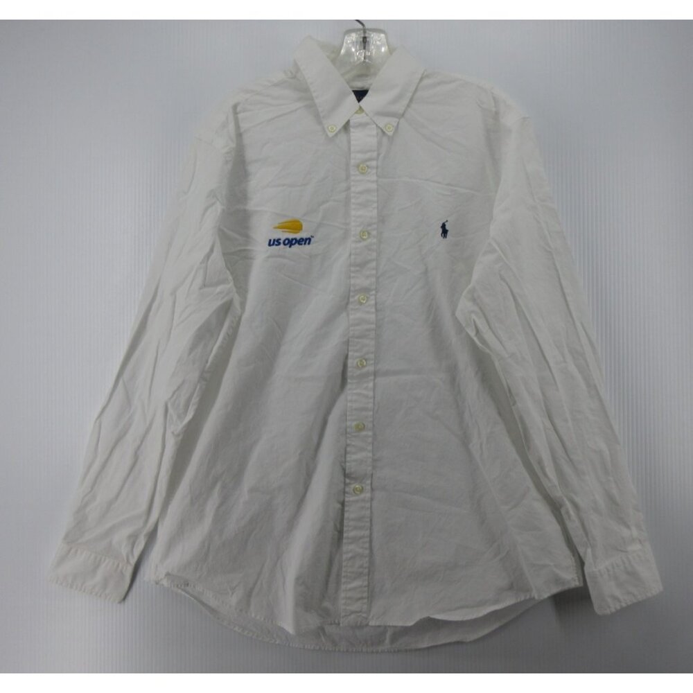 Ralph Lauren Shirt Large US Open Tennis Stretch Pony Button Up Preppy*